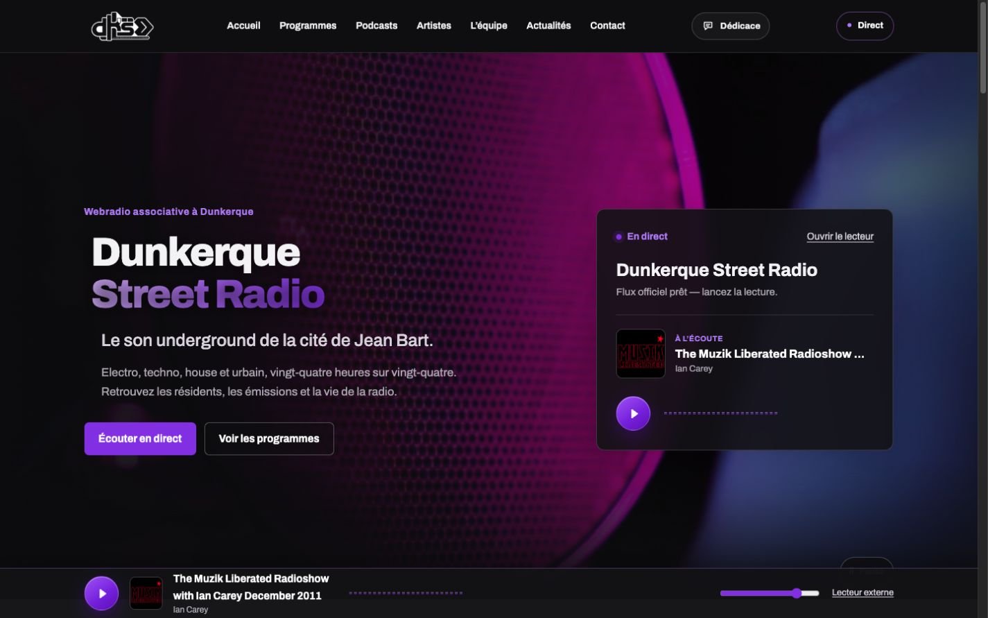 Preview of the Dunkerque Street Radio website