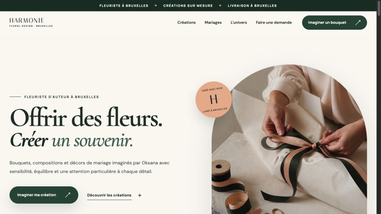 Harmonie floral website concept created by Ecom Invest