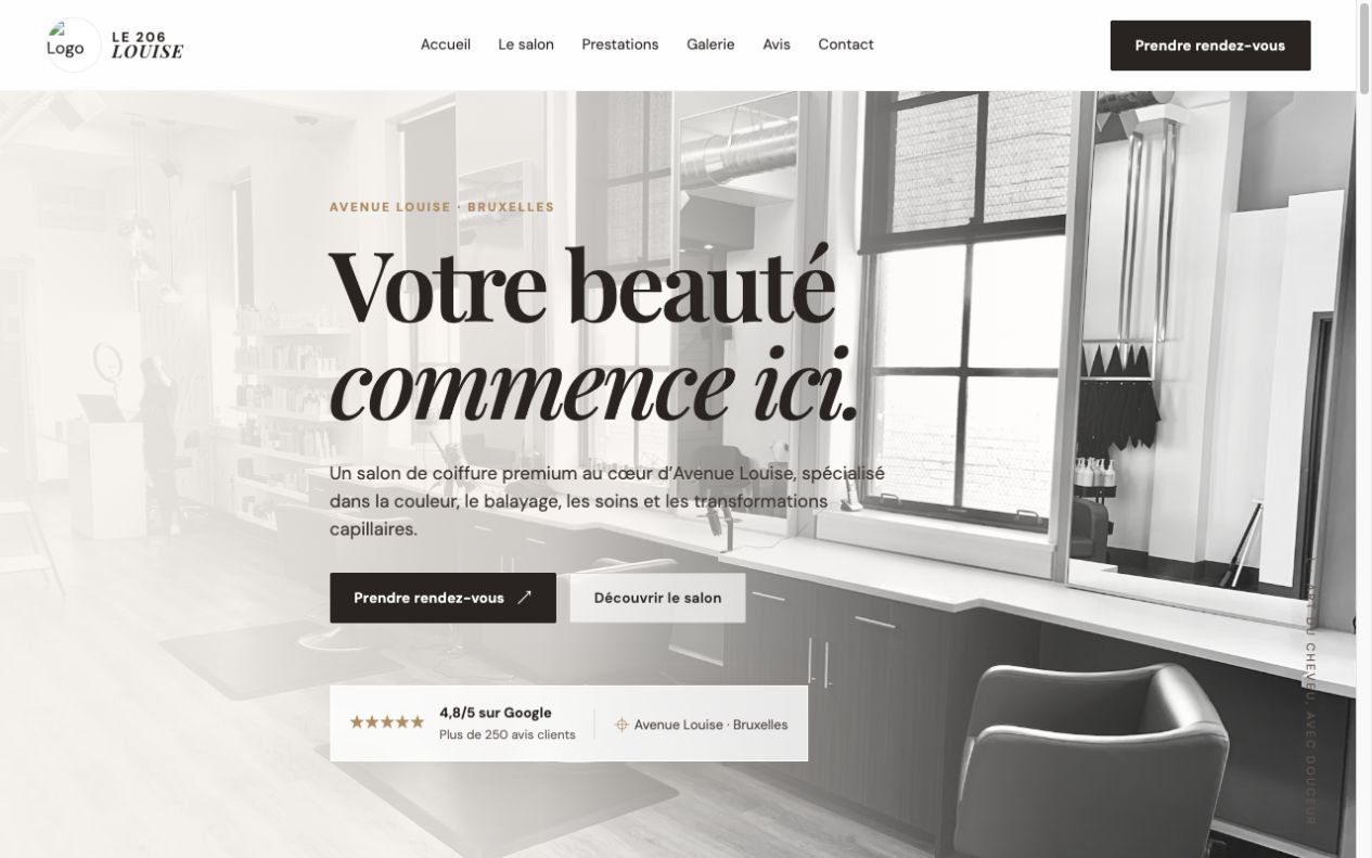 Le 206 Louise premium hair salon website