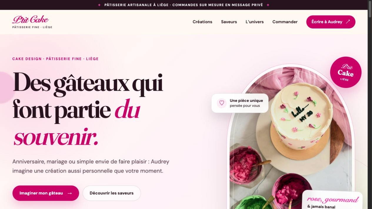 P’tit Cake website concept created by Ecom Invest