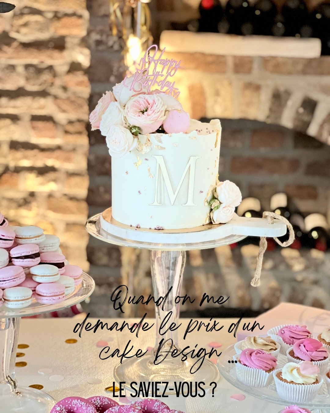 Cake design fleuri, macarons et cupcakes pour un événement